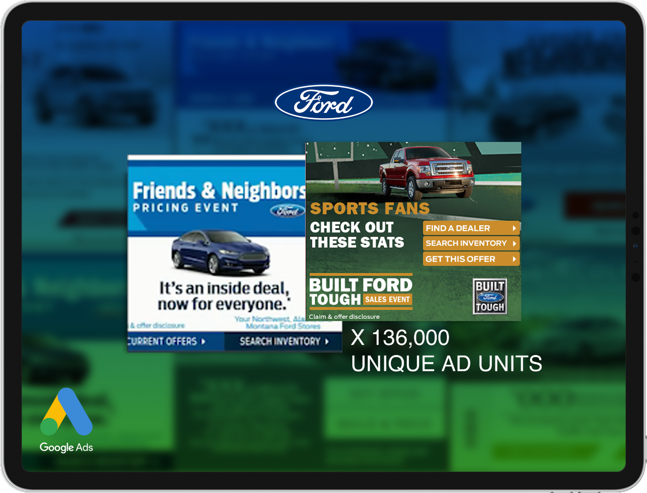 ford banner on an ipad