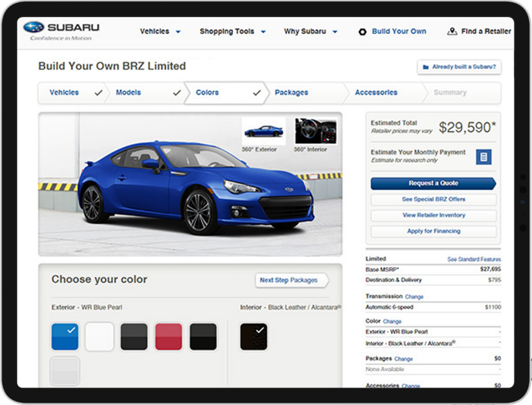 subaru banner on an ipad